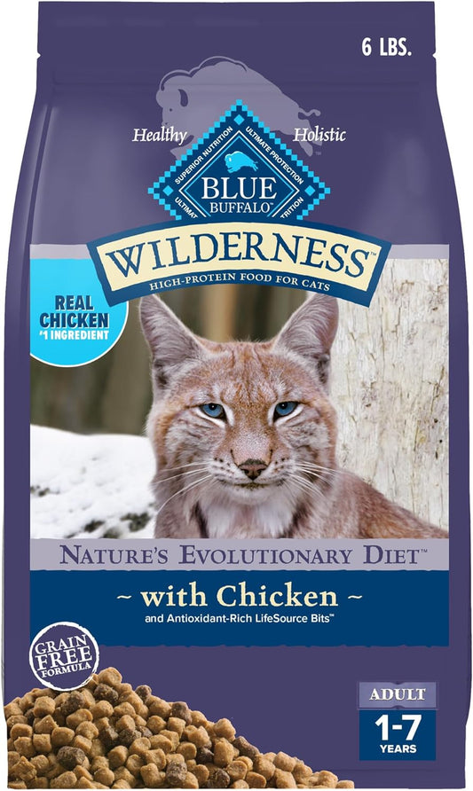 Wilderness Nature'S Evolutionary Diet High-Protein, Grain-Free Natural Dry Food for Adult Cats, Chicken, 6-Lb. Bag