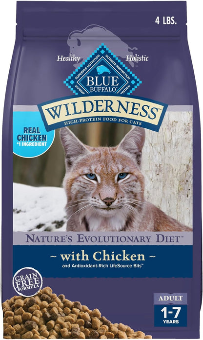 Wilderness Nature'S Evolutionary Diet High-Protein, Grain-Free Natural Dry Food for Adult Cats, Chicken, 6-Lb. Bag