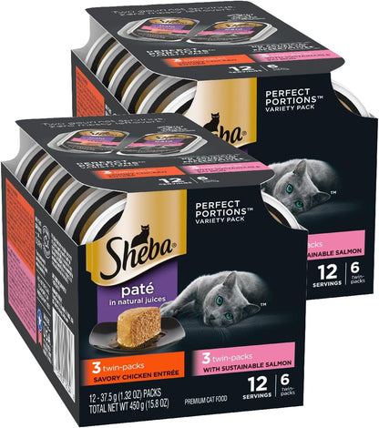 Perfect Portions Wet Cat Food Pate with Sustainable Salmon, Signature Seafood Entree, and Tender White Fish and Tuna Entree Variety Pack