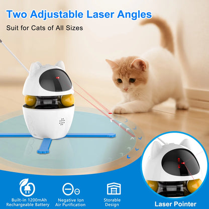 Automatic Cat Toy Interactive for Indoor, 3 in 1 Cat Interactive Laser Feather Toys 