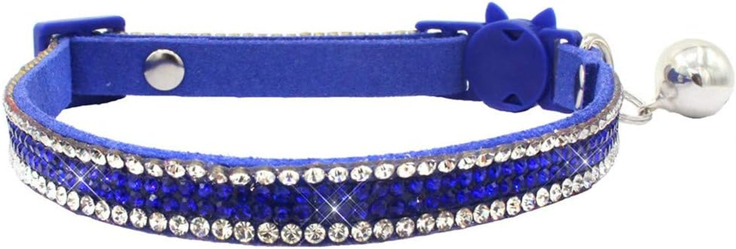 Basic Adjustable Cat Collar Bling Diamond Breakaway with Bell