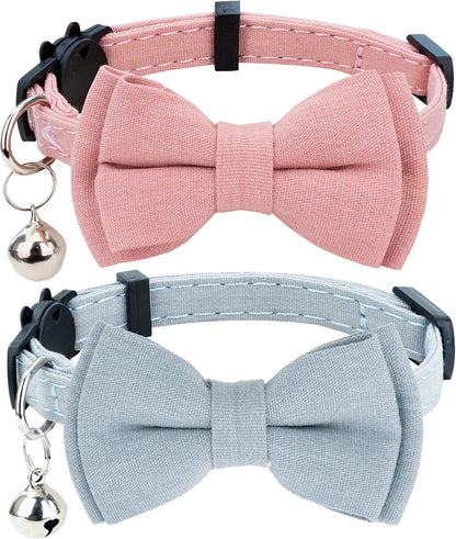 Adjustable Cat Collar Breakaway Bowtie Safety with Bell 