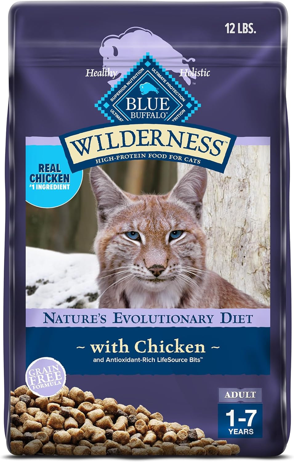 Wilderness Nature'S Evolutionary Diet High-Protein, Grain-Free Natural Dry Food for Adult Cats, Chicken, 6-Lb. Bag