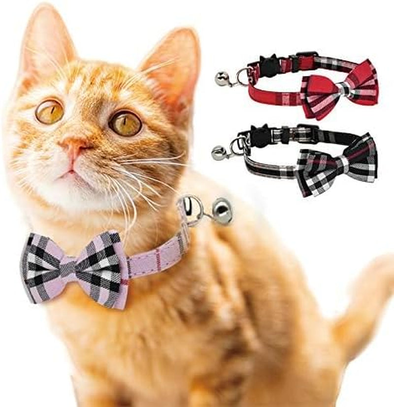 2 Pack/Set Cat Collar Breakaway with Cute  and Bell for Kitty and Some Puppies, Adjustable from 7.8-10.5 Inch