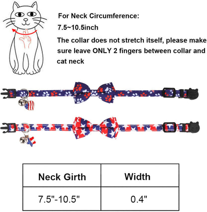 2 Pack Kitten / Cat Collar with Removable Bowtie 