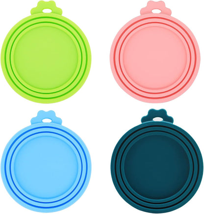 Food Can Lids, 4 Pcs Silicone Pet Food Can Covers for Cat Food, One Can Cap Fit Most Standard Size Cat Food Canned（Multicolor）…