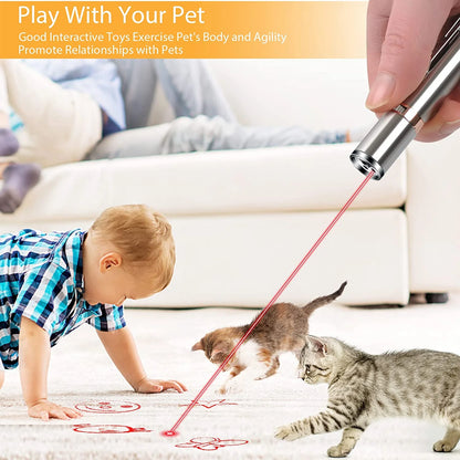 Cat Laser Pointer Toy Rechargeable, Interactive Toy for Cat Kitten Dog with a Mouse Toy, Silver