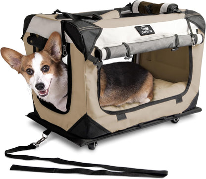 Cat & Dog Carrier for 2 Cats or Medium Dogs, Soft-Sided, Collapsible with Locking Zippers, Portable Travel Bag with Soft Bed