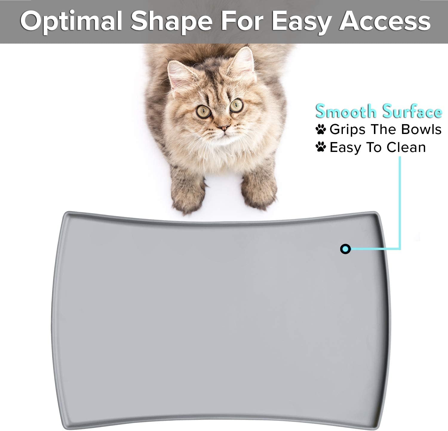 Cat Food Mat, Small & Large Pet Food Mat, 100% Waterproof Cat Mat for Food and Water, Silicone Mat for Cat Bowls, Non-Slip Mat for Cat Food and Water Bowl or Cat Water Fountain