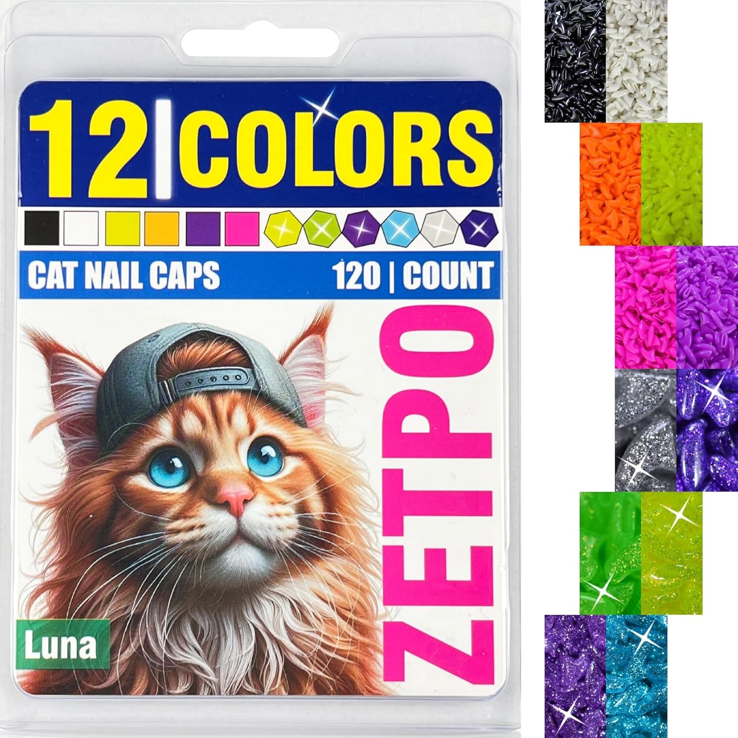 Cat Nail Caps | Cat Claw Covers | with Adhesives and Applicators | 100 Pcs)