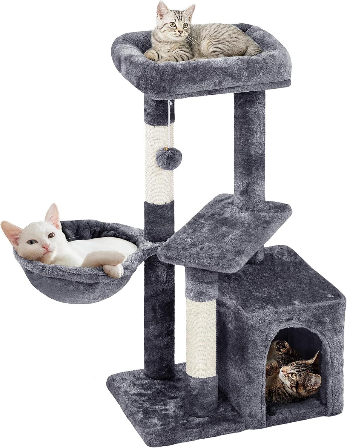 Cat Tree, 34In Cat Tower, Multi-Level Cat Condo with Extra Scratch Boards and Sisal Posts as Kitty Activity Center Cat Stand Tree for Indoor Cats