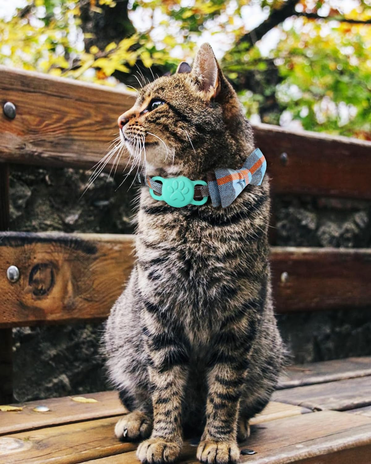 Upgraded Cat Collar with Bells, Breakaway Cat Collars with Bow Tie, 1 Pack Safety Plaid Kitten Collars