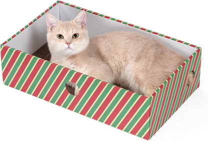 Cat Scratcher Box with 3-Layer Corrugated Pad, Heavy-Duty Double-Sided Cardboard Scratching Board & Bed