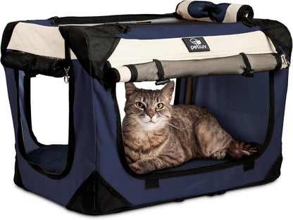 Cat & Dog Carrier for 2 Cats or Medium Dogs, Soft-Sided, Collapsible with Locking Zippers, Portable Travel Bag with Soft Bed