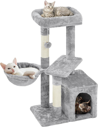 Cat Tree, 34In Cat Tower, Multi-Level Cat Condo with Extra Scratch Boards and Sisal Posts as Kitty Activity Center Cat Stand Tree for Indoor Cats