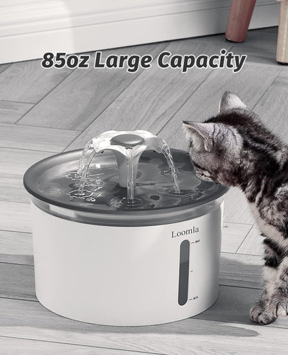 Cat Water Fountain, 85Oz/2.5L Pet Water Fountain Indoor with Switchable LED Lights, 2 Replacement Filters for Cats