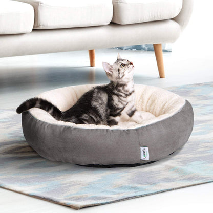 Round Donut Cat Cushion Bed, Anti-Slip & Water-Resistant Bottom, Super Soft Durable Fabric Pet Beds, Washable