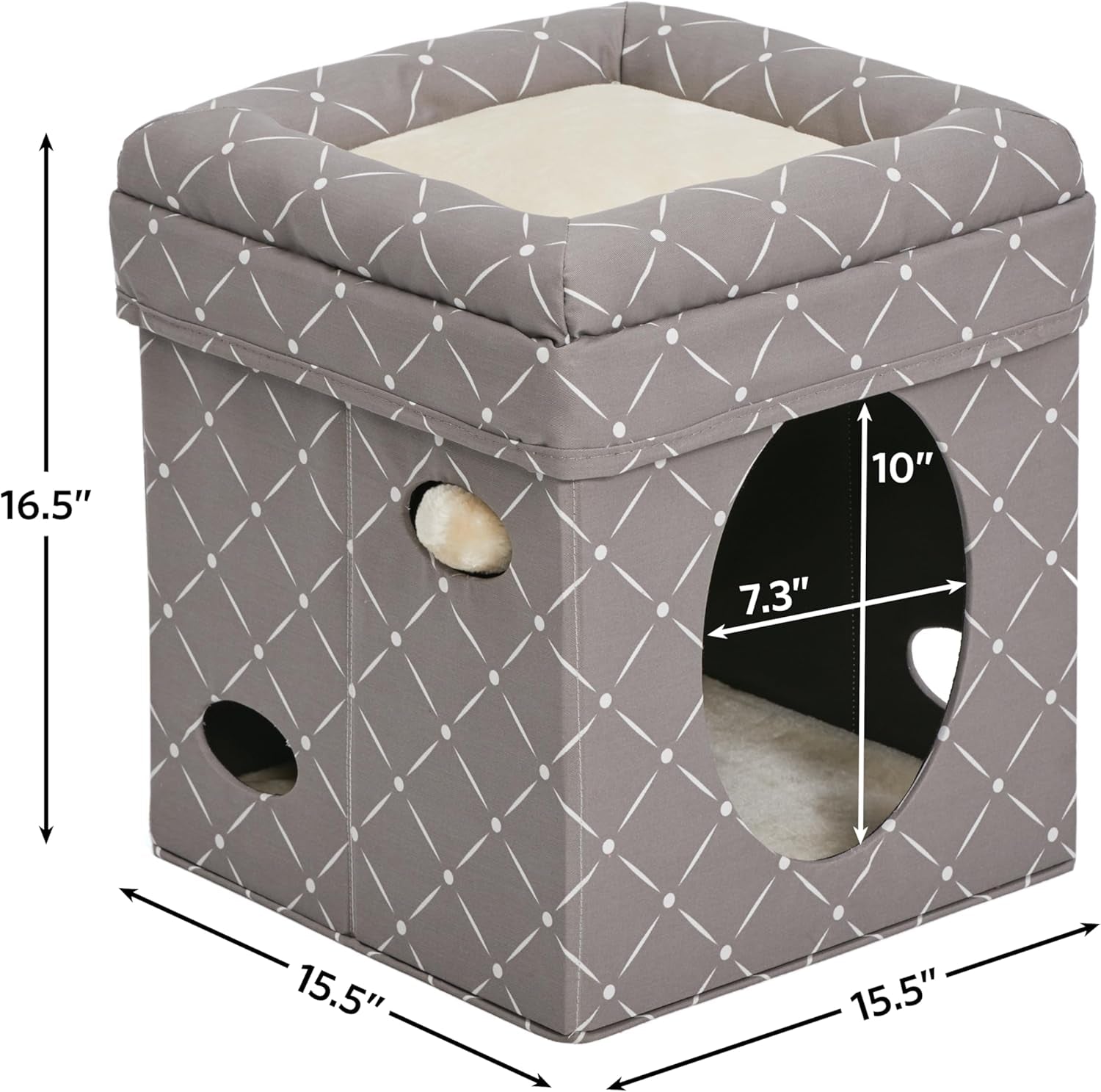 Cat Cube - Cat House / Cat Condo in Fashionable Mushroom Diamond Print