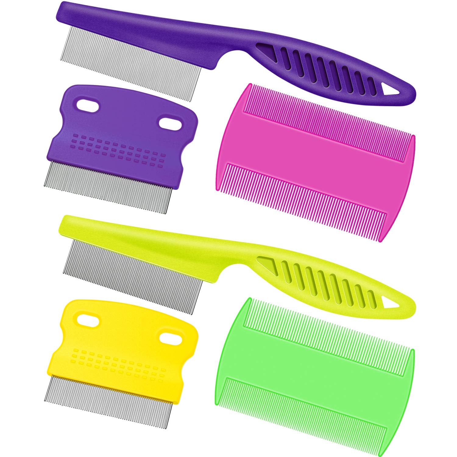 6 Pieces Pet Lice Combs Grooming Flea Cat Tear Stain Comb for Removal Dandruff, Hair Stain, Nit