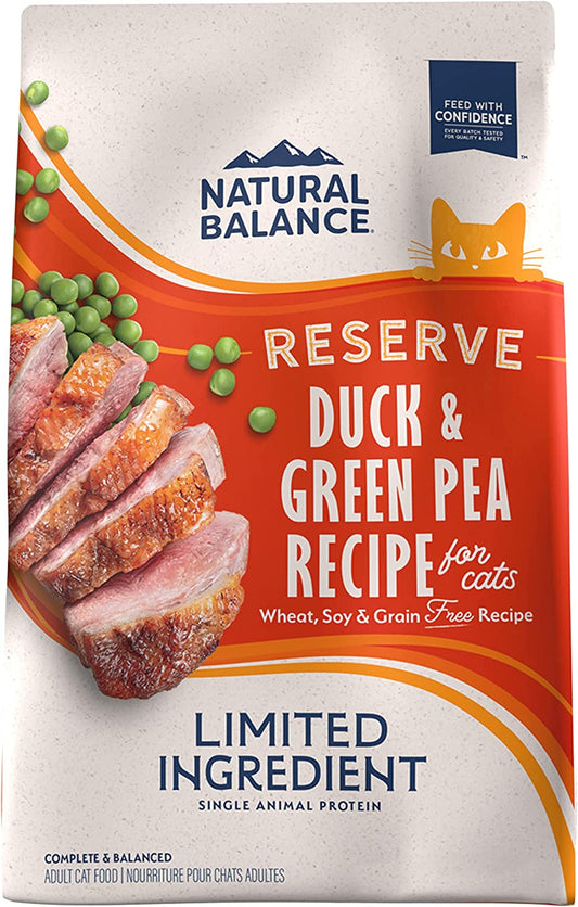 Limited Ingredient Adult Grain-Free Dry Cat Food, Reserve Duck & Green Pea Recipe, 10 Pound (Pack of 1)