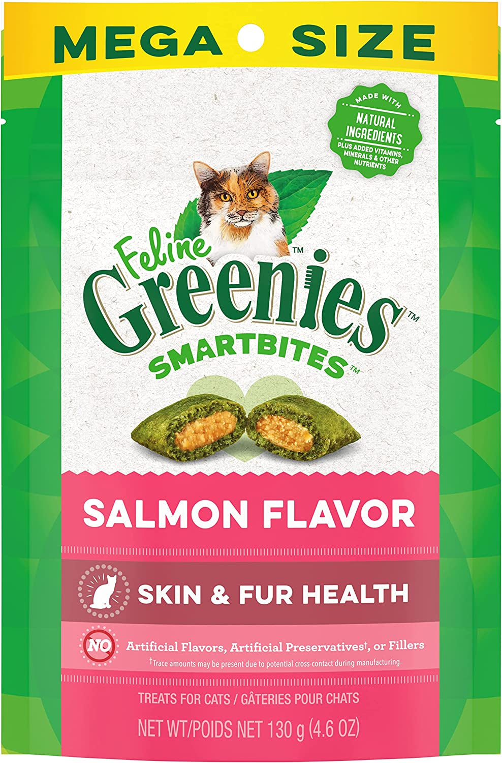 Feline Smartbites Skin & Fur Health Crunchy and Soft Textured Adult Natural Cat Treats