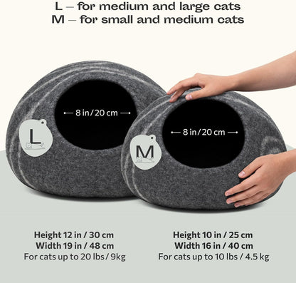 Cat Cave – Premium Felt Cat Bed for Indoor Cats, Handmade 100% Merino Wool