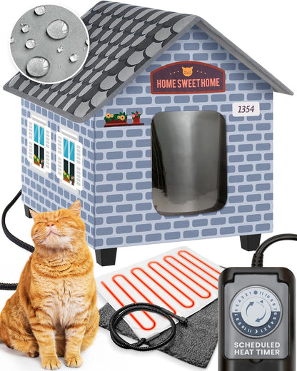 Heated Cat House for outside - Heated Outdoor Cat House Weatherproof - Cat Houses for Outdoor Cats - Outdoor Heated Cat House - Heated Cat Houses for Outdoor Cats - Waterproof Outdoor Cat Shelter