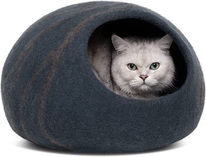 Cat Cave – Premium Felt Cat Bed for Indoor Cats, Handmade 100% Merino Wool