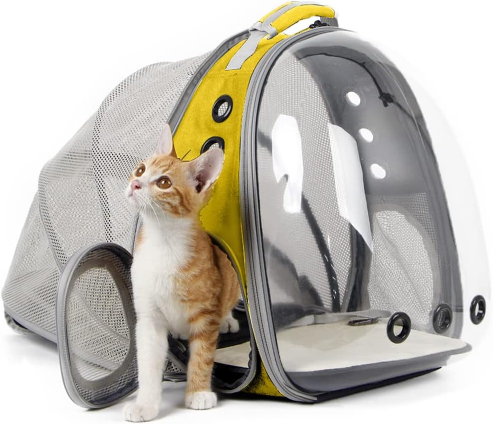 Cat Travel Backpack with Fan, Fit up to 12 Lbs, Space Capsule Astronaut Clear Bubble Window Pet Backpack for Cats