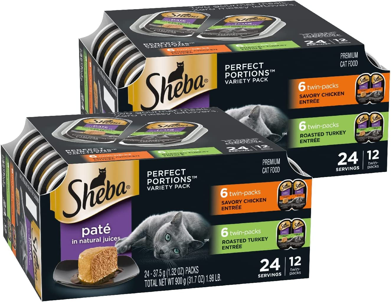 Perfect Portions Wet Cat Food Pate with Sustainable Salmon, Signature Seafood Entree, and Tender White Fish and Tuna Entree Variety Pack