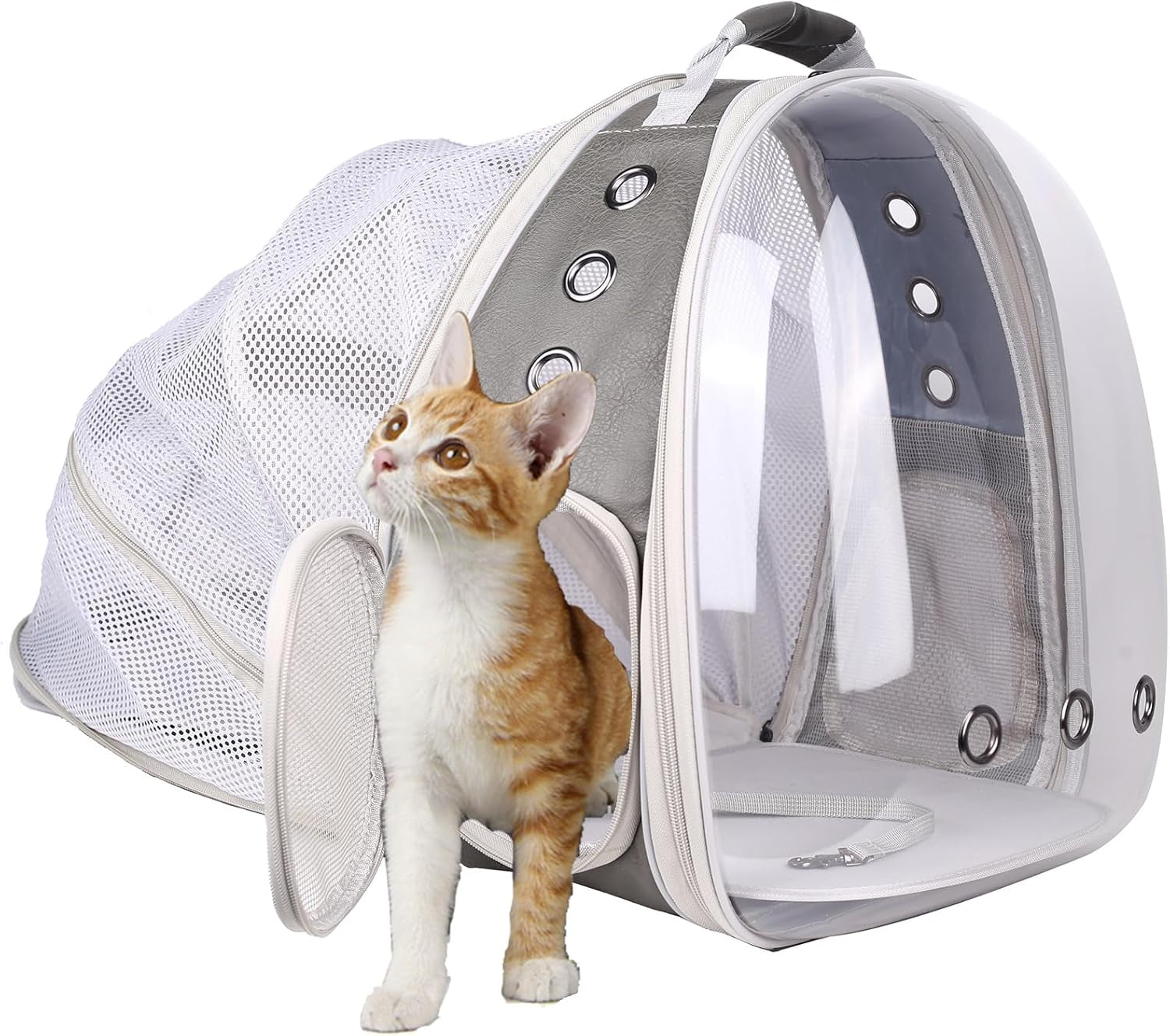 Cat Travel Backpack with Fan, Fit up to 12 Lbs, Space Capsule Astronaut Clear Bubble Window Pet Backpack for Cats