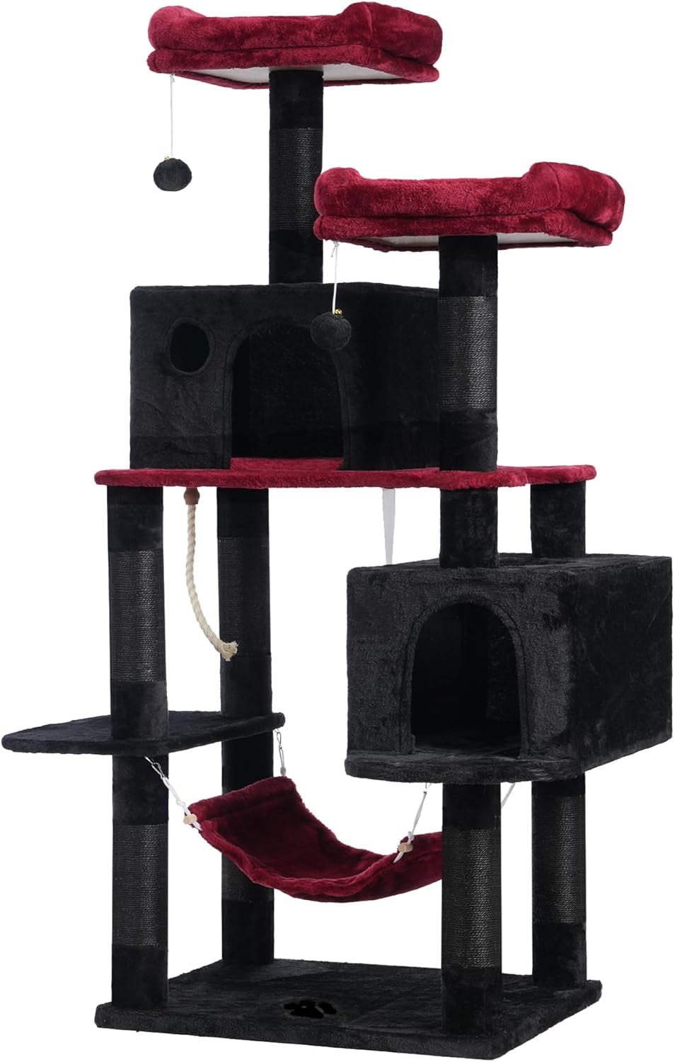 Large Multi-Level Cat Tree Condo Furniture with Sisal-Covered Scratching Posts, 2 Bigger Plush Condos, Perch Hammock for Kittens, Cats