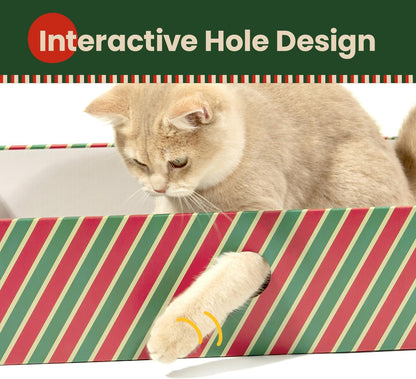 Cat Scratcher Box with 3-Layer Corrugated Pad, Heavy-Duty Double-Sided Cardboard Scratching Board & Bed