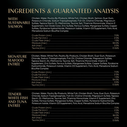 Perfect Portions Wet Cat Food Pate with Sustainable Salmon, Signature Seafood Entree, and Tender White Fish and Tuna Entree Variety Pack