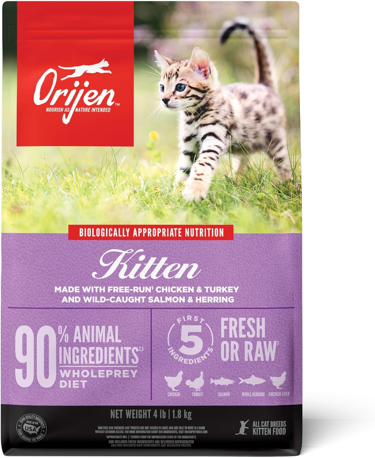 Original Cat, Grain Free Dry Cat Food for All Life Stages, with Wholeprey Ingredients, 4Lb