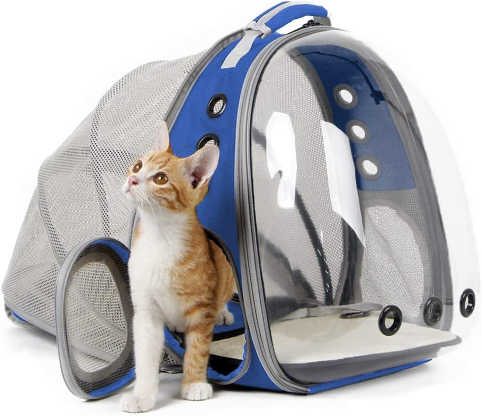 Cat Travel Backpack with Fan, Fit up to 12 Lbs, Space Capsule Astronaut Clear Bubble Window Pet Backpack for Cats