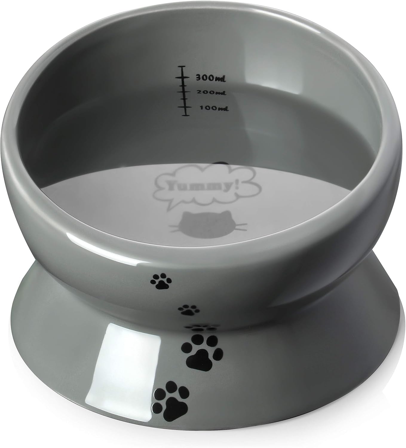 Cat Bowl anti Vomiting, Raised Food Bowls, Tilted Elevated Bowl, Ceramic Pet Food Bowl for Flat Faced Cats, Small Dogs, Protect Pet'S Spine, Dishwasher Safe (5 Inches, White)