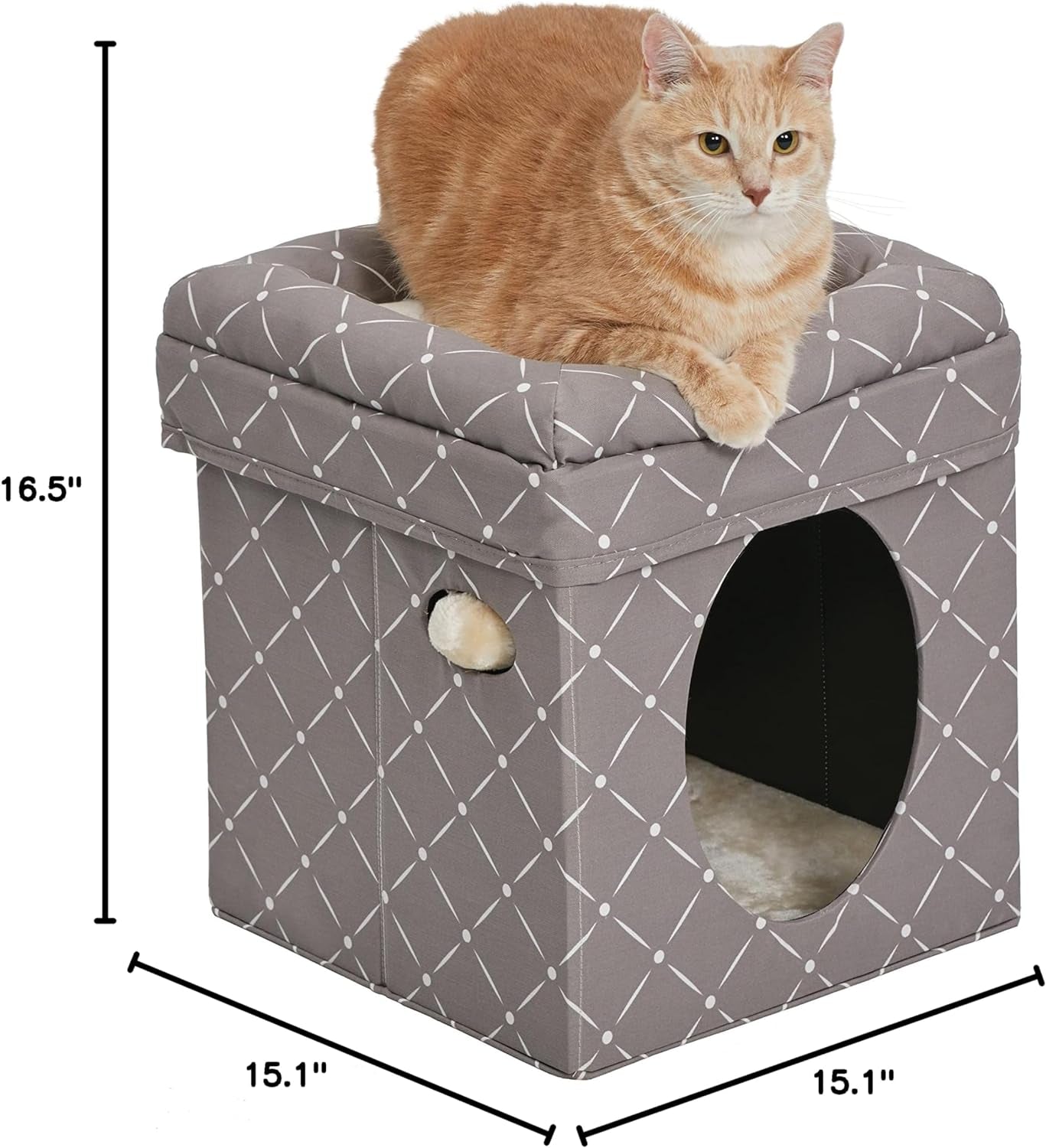 Cat Cube - Cat House / Cat Condo in Fashionable Mushroom Diamond Print