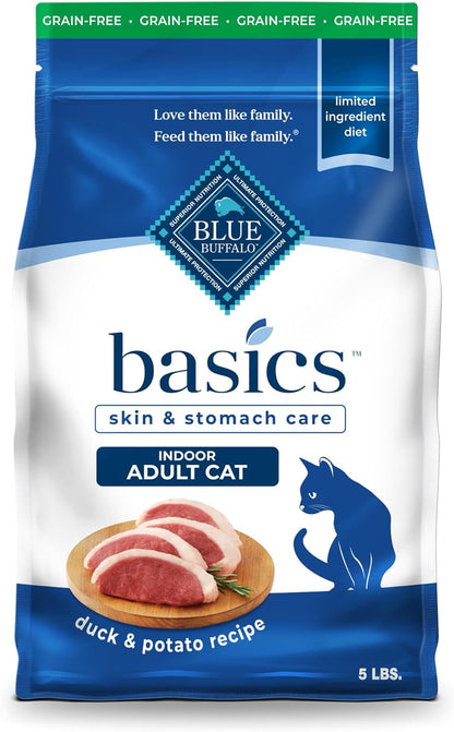 Basics Grain-Free Dry Cat Food, Skin & Stomach Care, Limited Ingredient Diet for Indoor Cats, Turkey & Potato Recipe