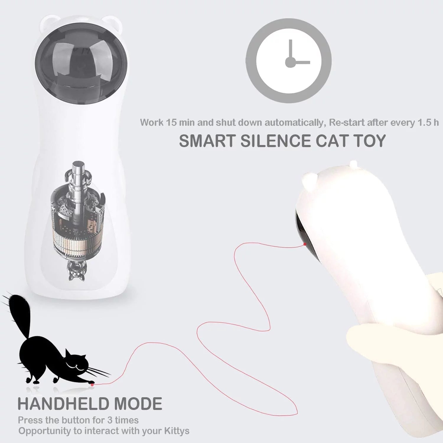 Cat Laser Toy Automatic Interactive Toys for Cats Kitten USB Charging and Battery Powered 5 Random Pattern Fast Slow Light Flashing Model