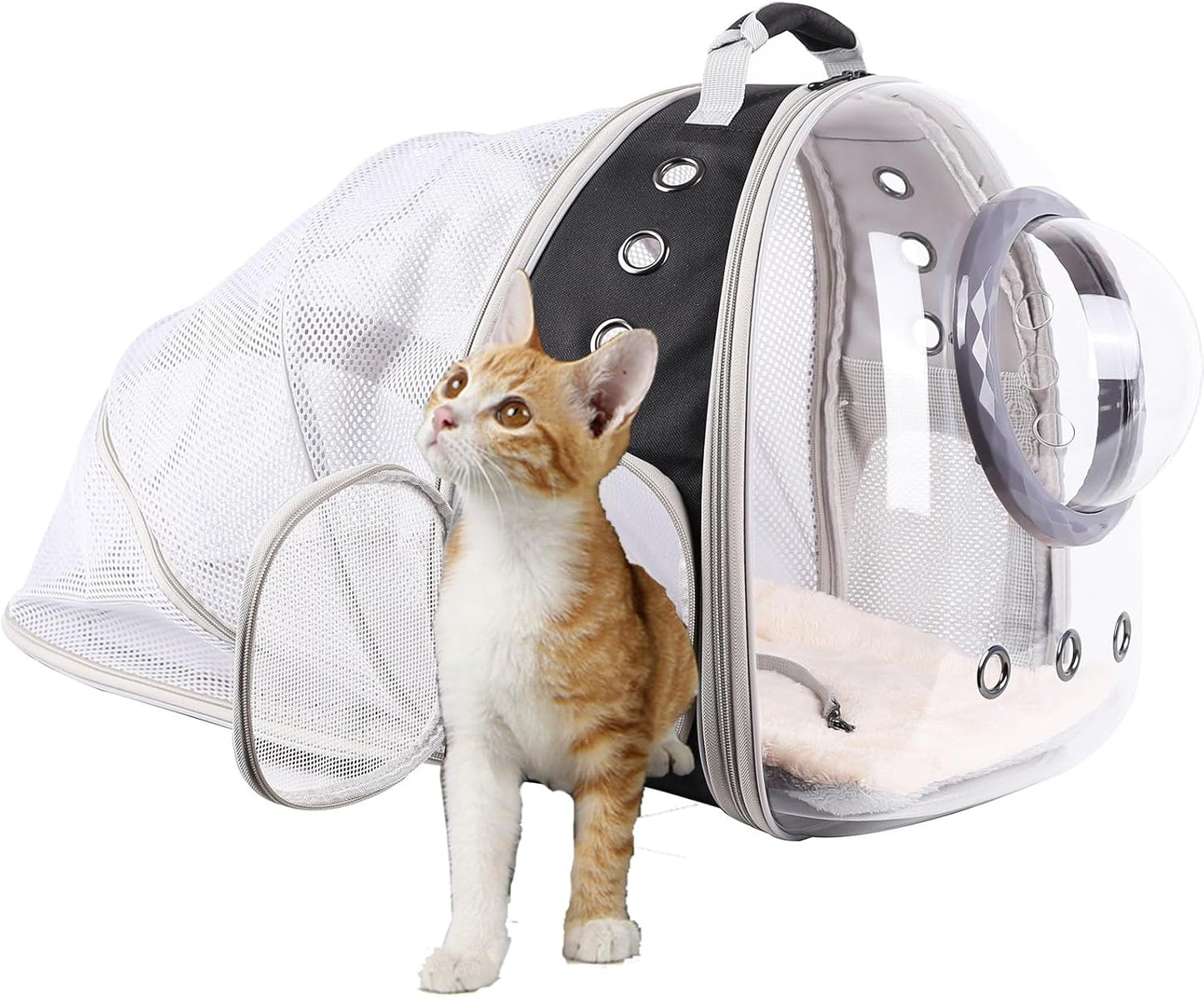 Cat Travel Backpack with Fan, Fit up to 12 Lbs, Space Capsule Astronaut Clear Bubble Window Pet Backpack for Cats