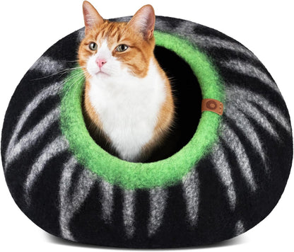 Cat Cave – Premium Felt Cat Bed for Indoor Cats, Handmade 100% Merino Wool