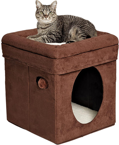 Cat Cube - Cat House / Cat Condo in Fashionable Mushroom Diamond Print