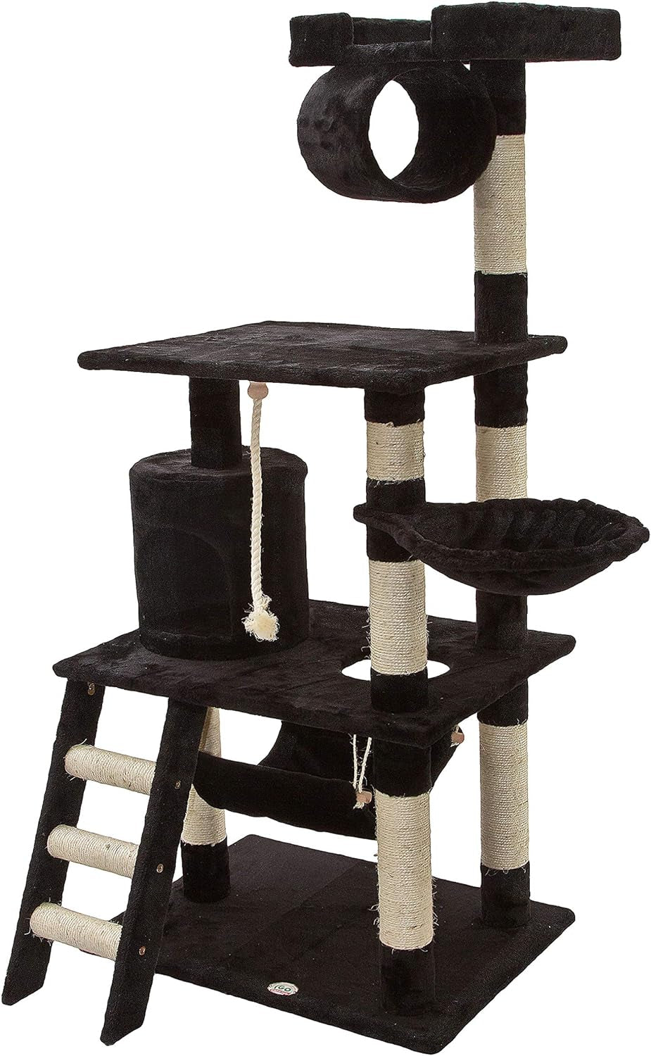 Classic Cat Tree, Faux Fur Finish, Sisal Rope Scratcher, 62"H