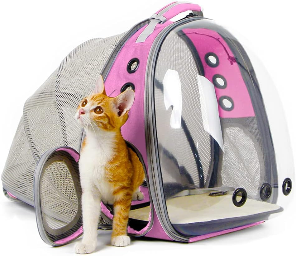 Cat Travel Backpack with Fan, Fit up to 12 Lbs, Space Capsule Astronaut Clear Bubble Window Pet Backpack for Cats