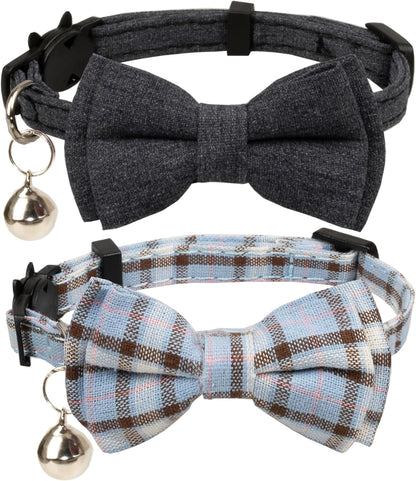 Adjustable Cat Collar Breakaway Bowtie Safety with Bell 