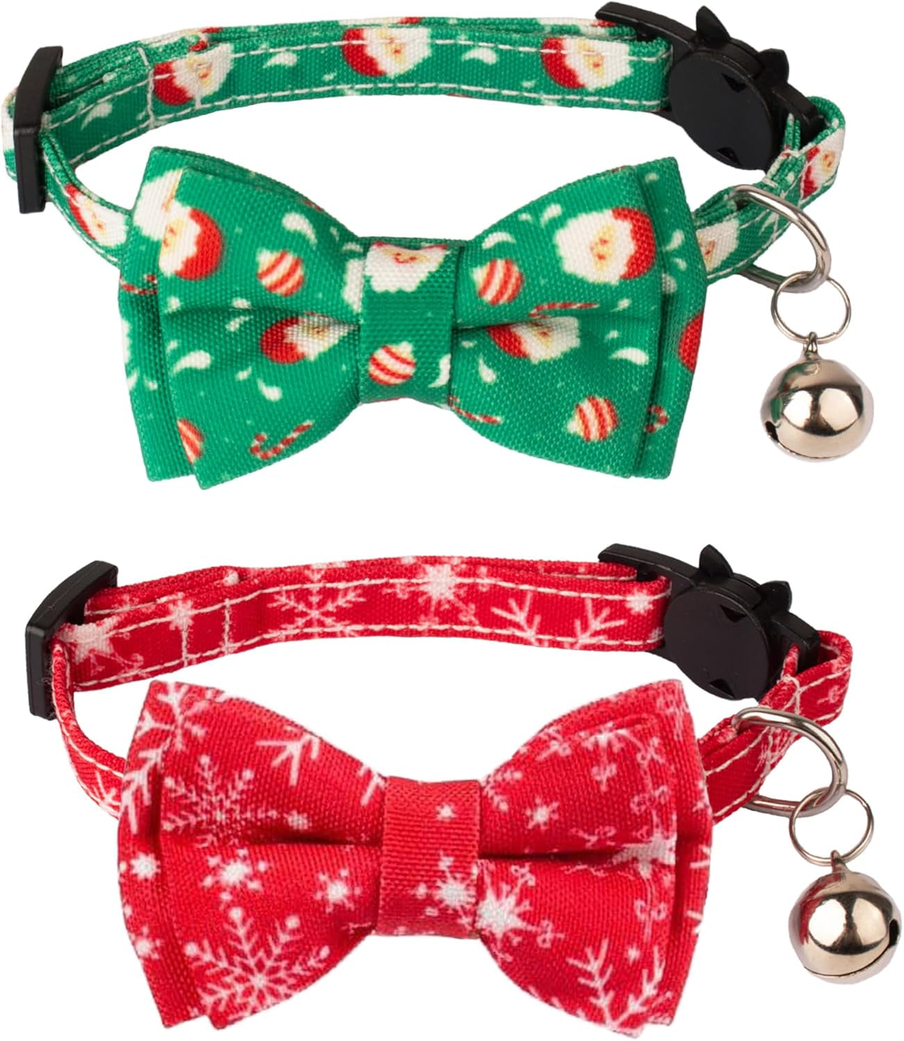 2 Pack Kitten / Cat Collar with Removable Bowtie 