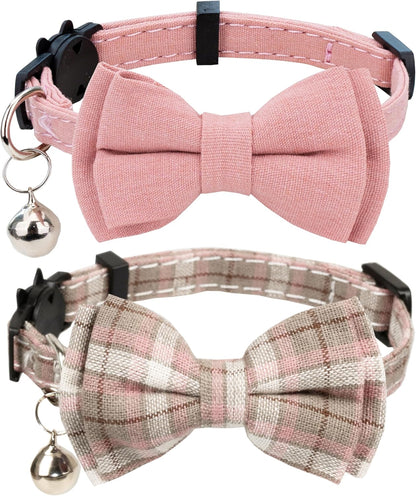 Adjustable Cat Collar Breakaway Bowtie Safety with Bell 