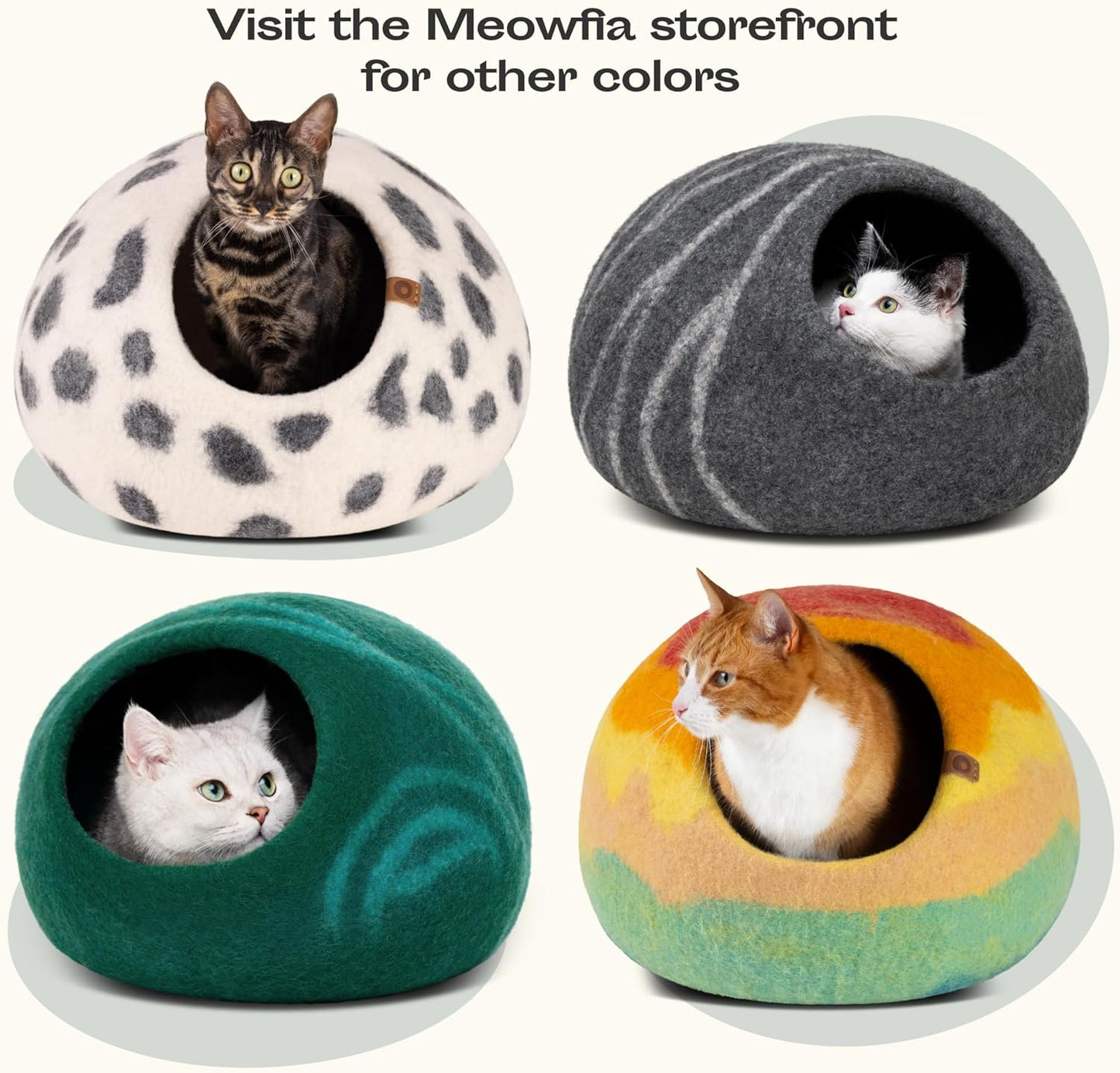 Cat Cave – Premium Felt Cat Bed for Indoor Cats, Handmade 100% Merino Wool