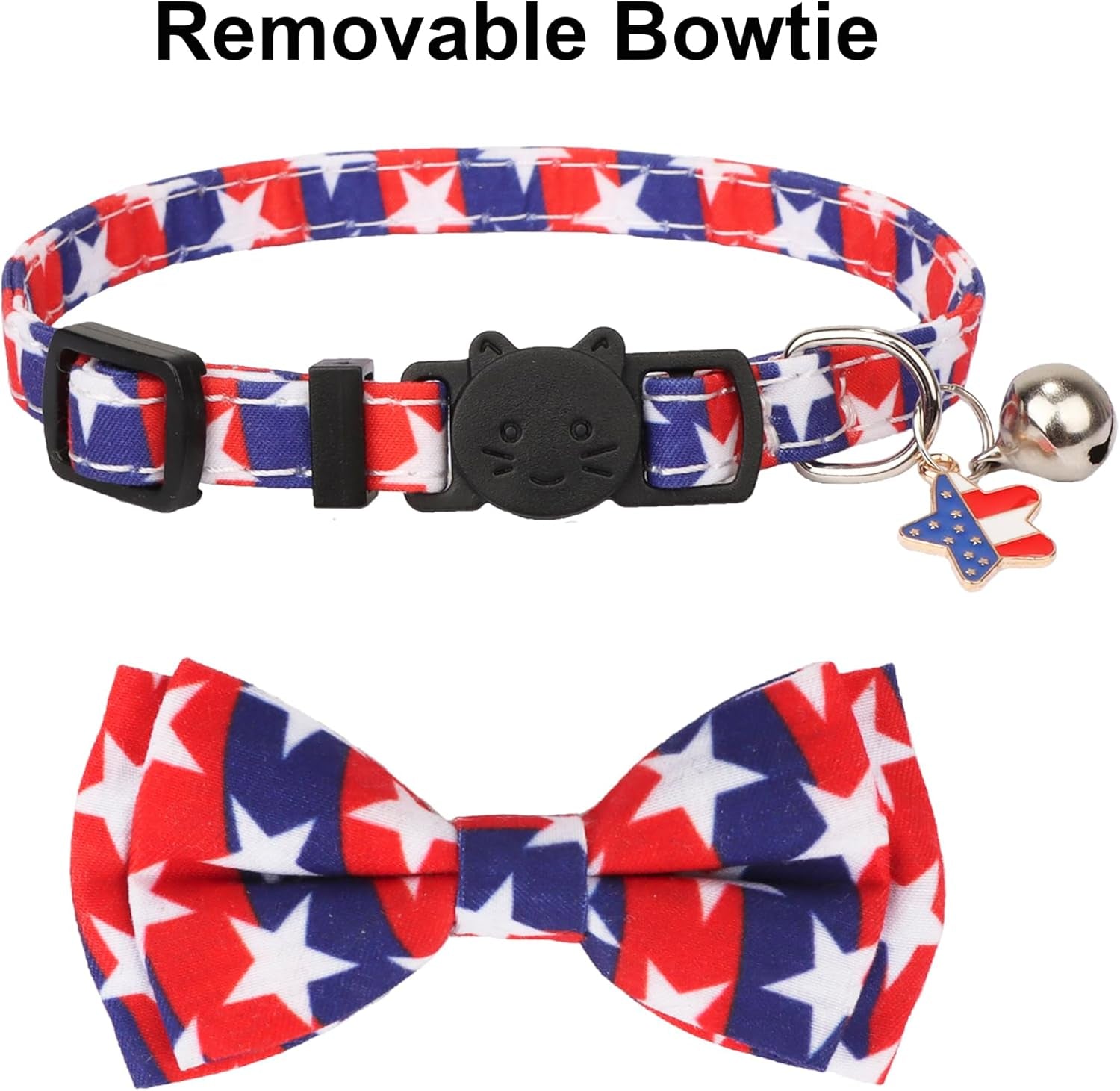 2 Pack Kitten / Cat Collar with Removable Bowtie 